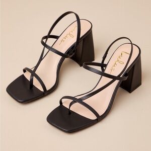 NWT Lulu’s 🖤 Black Sling Back High Heel Sandals